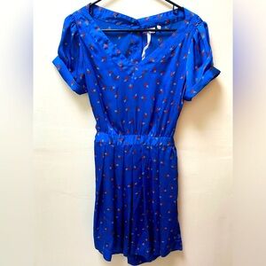Reformed Dress Sz M| Lightweight Pleated Back Out Geometric Floral Short Cuff